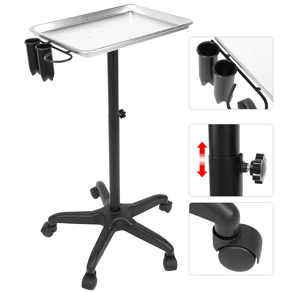 Hair Salon Trolley Adjustable Height Aluminum Alloy Rolling Cart for Barber Shop