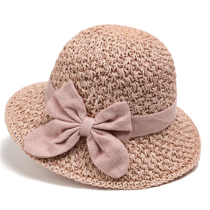 

Straw hat women s summer sunshade seaside beach brim too sunscreen face simple sunshade Xiaoqing sunshade bow too M（56-58cm）