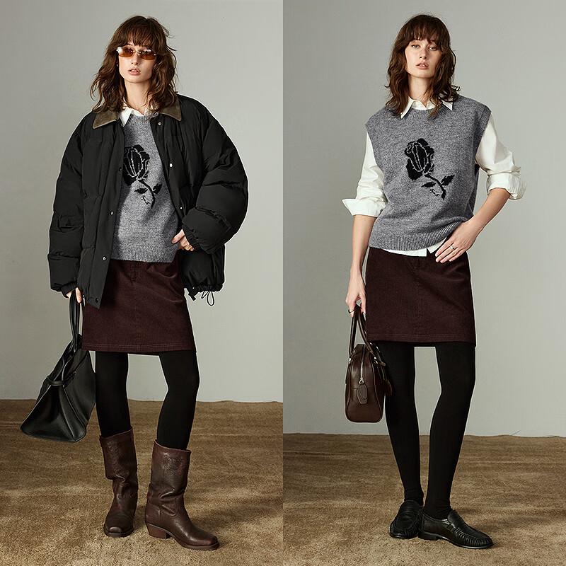 Women's Rose Jacquard Mohair Blend Knit Vest