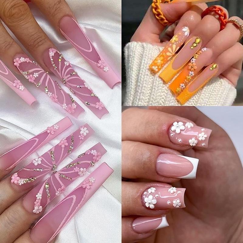 3D Flower Nail Art Decor Charms Set Glitter Rhinestones Mixed Colors Assorted Sizes for DIY Nail Art Party Makeup Use
