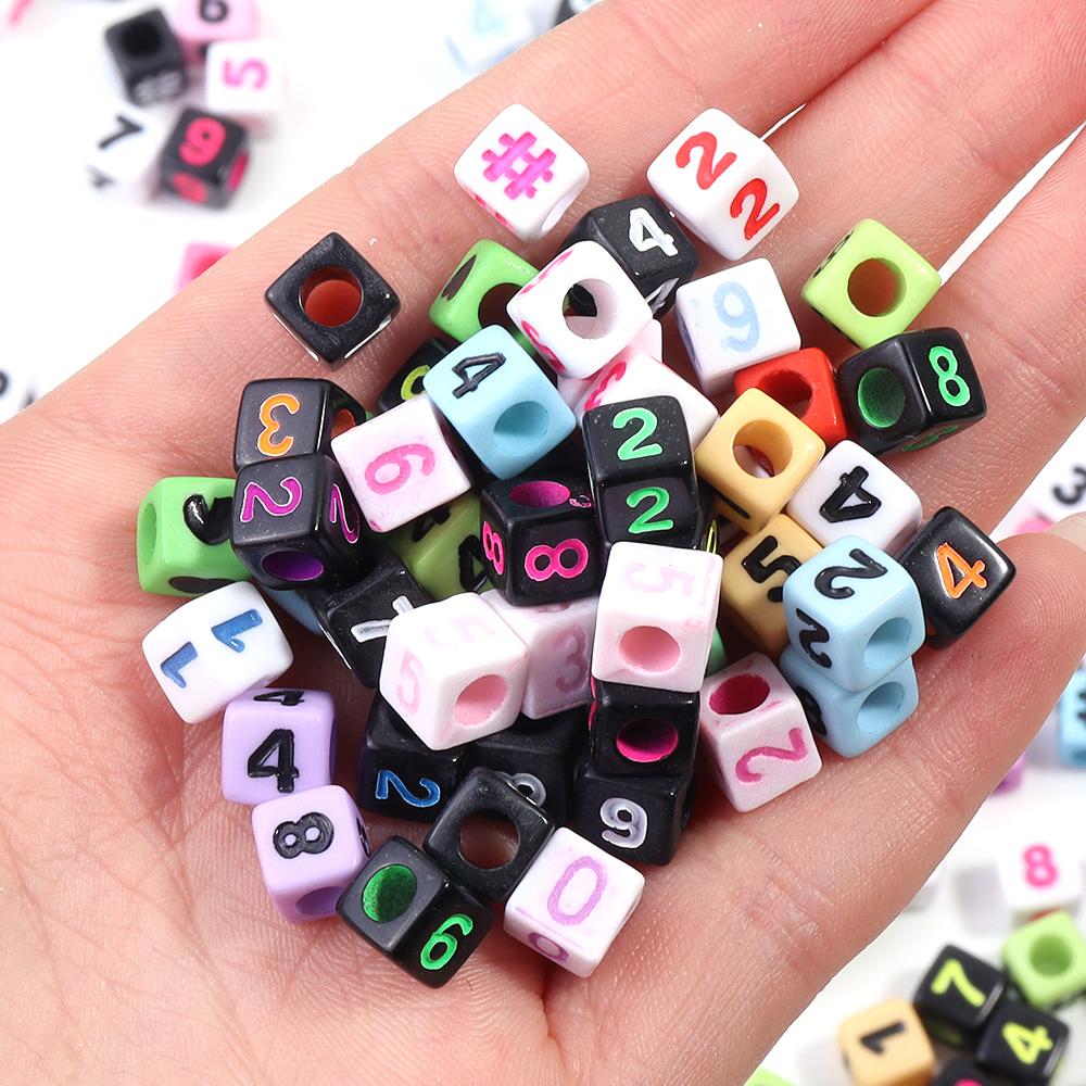 100 Stück 7mm Quadratische Acryl Buchstabenperlen Gemischtes Alphabet Lose Abstandshalterperlen Für Schmuckherstellung DIY Armbänder Halsketten Zubehör