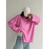 Frühling und Sommer Neues Rosa Langarm-T-Shirt Für Damen, Locker Und Vielseitig, Einfarbig Gestricktes Basis-T-Shirt, Lässig Und Modisch