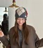 Diamond-shaped color-block plaid knit wool pile hat for women, autumn/winter, American vintage style, warm ear protection cold hat for men