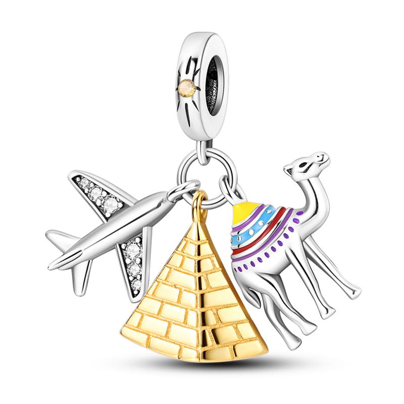 Copper Eiffel Tower Triumphal Arch Famous Architectural Charms Beads Fit Pan Original Bracelets Diy Fine Jewelry