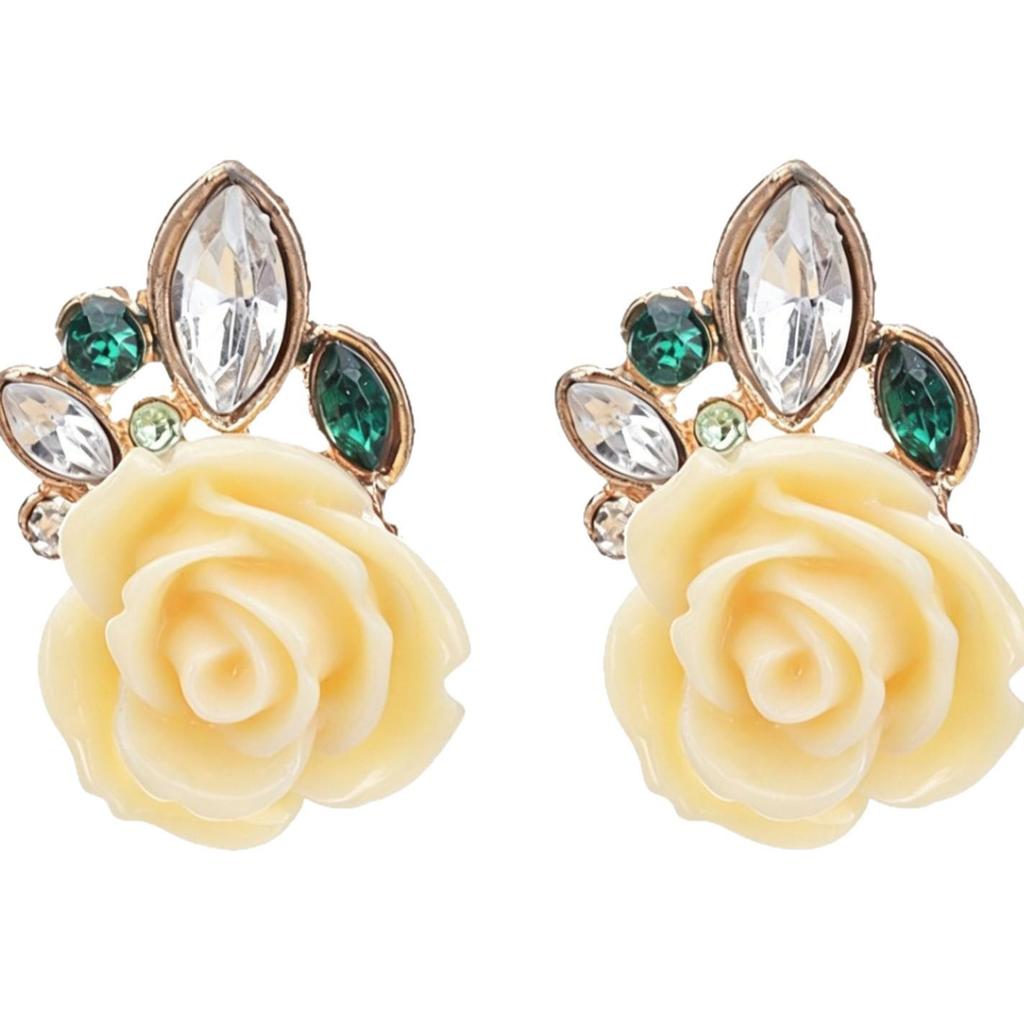 Vintage Rose Flower Stud Earrings: European & American Fashion Jewelry