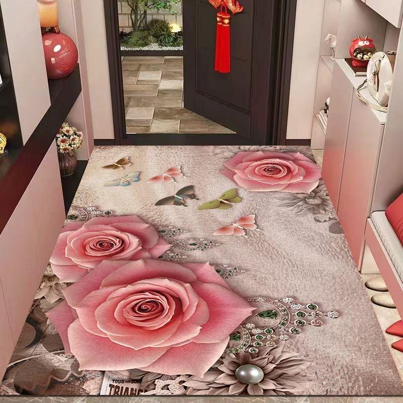 Entrance Carpet At The Foyer Dirt Resistant Crystal Velvet Carpets Absorbent Foot Mats Door Mats