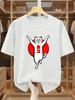 Unisex T-shirt Plus Size Men's Japanese Maneki-Neko Pattern Round Neck Short-sleeved T-shirt, Comfortable Casu