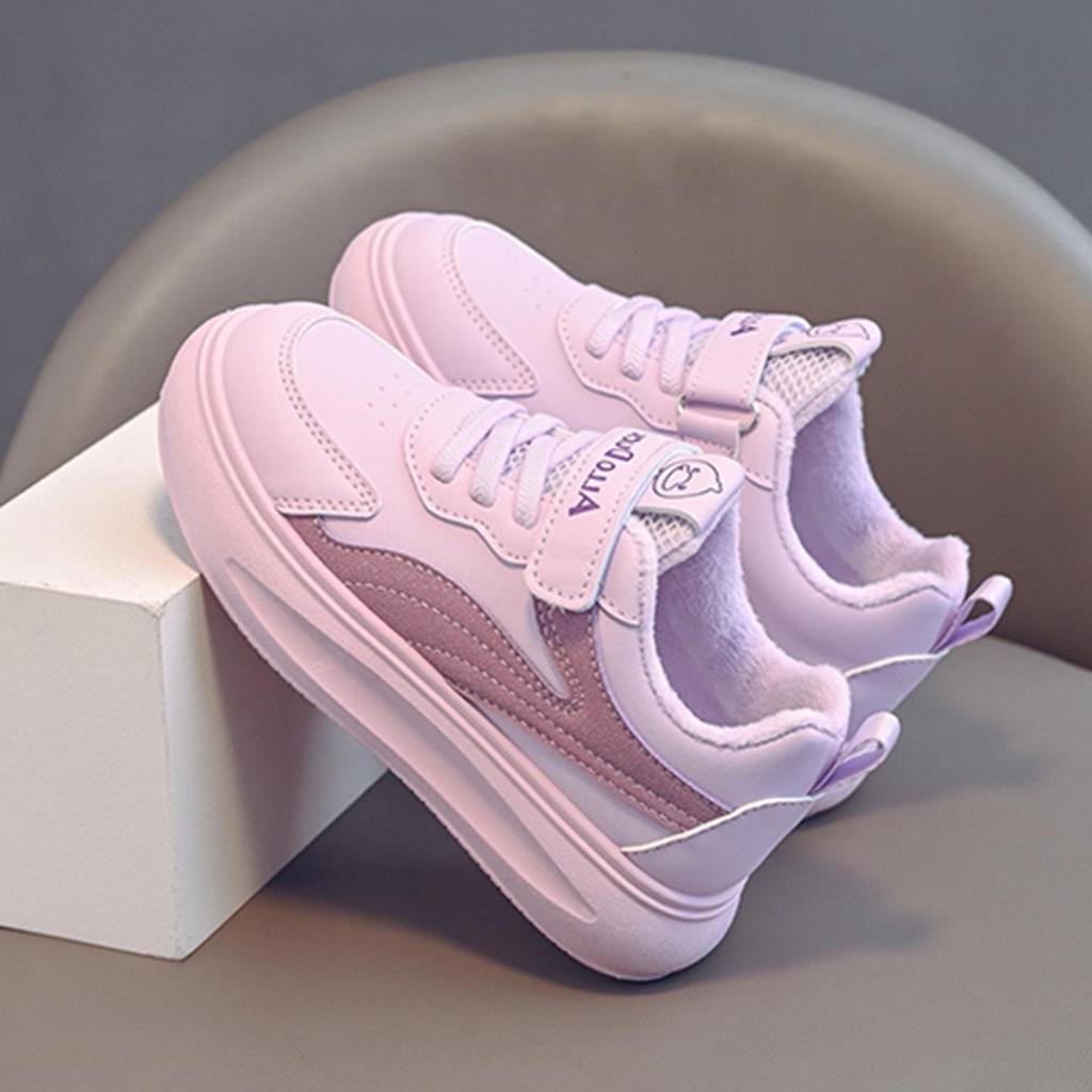 Kids' High-Top White Sneakers: Boys' Sports Shoes and Girls' Skate Shoes with Velvet Lining