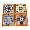 2025 Bohemian Square Vintage Retro Insulation Pad, Mat Floral Tile Ceramic Coffee Coaster, Kitchen Home Desktop Decoration Pads