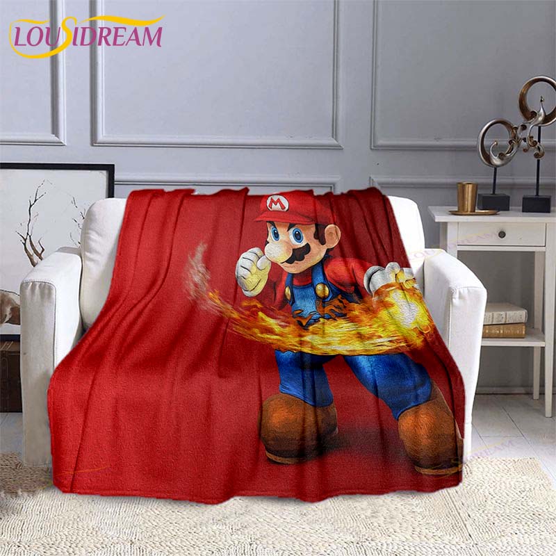 Mario Bros Fashion Blanket Anime Flannel Bed Throw Blanket Soft 3D Printed Cartoon Coverlet Sofa Travel Camping Children Blanket