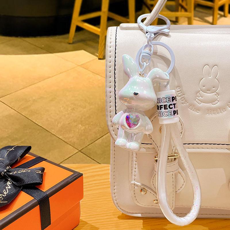 Cartoon Trendy Cool Love Rabbit Keychain Cute Rabbit Doll Pendant Couple Car Key Chain Gift