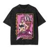 480. Washed Tee Anime JoJo's Bizarre Adventure Stone Ocean Jolyne Cujoh Tshirt Men Manga Cotton T-shirts Washed Vintage T Shirt Harajuku Tops Oversize