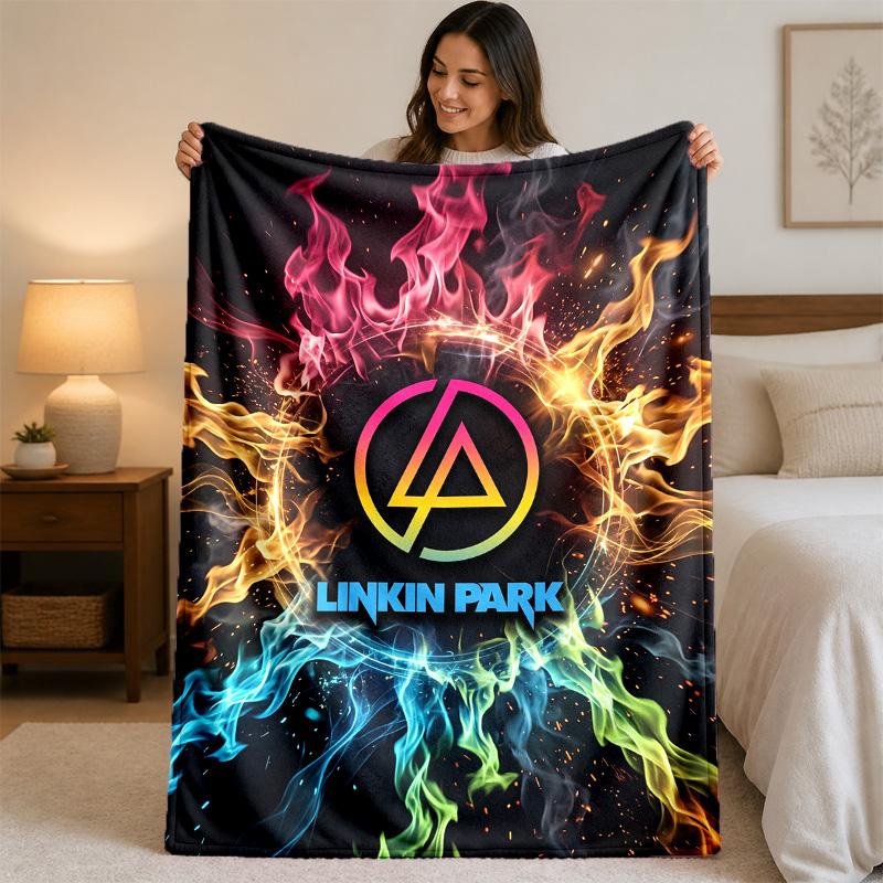 Linkin Park Druck Flanelldecke Gemütliche Leichte Plüschdecke für Bett Sofa Haushalt
