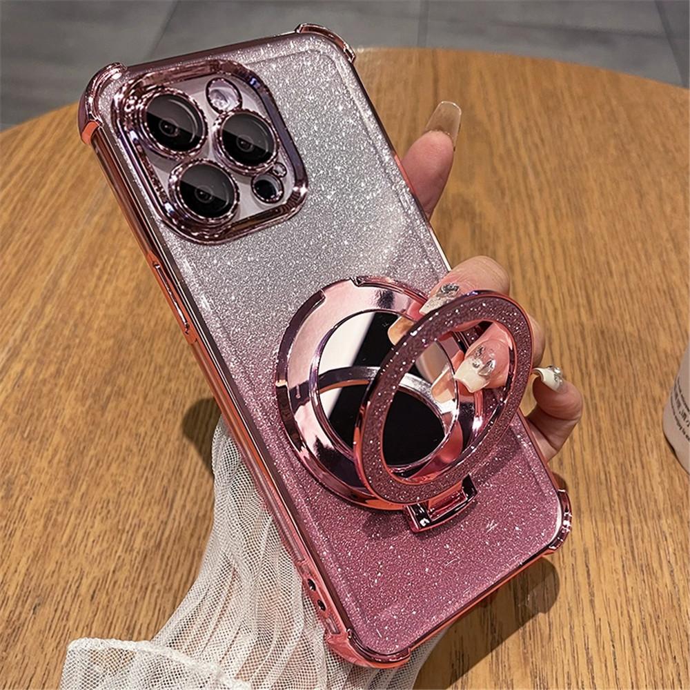 Glitter Shockproof Silicone Case For Huawei P30 Lite P40 P50 P60 Pura 70 Pro Mate 30 40 50 60 Mirror Magnetic Holder Stand Cover