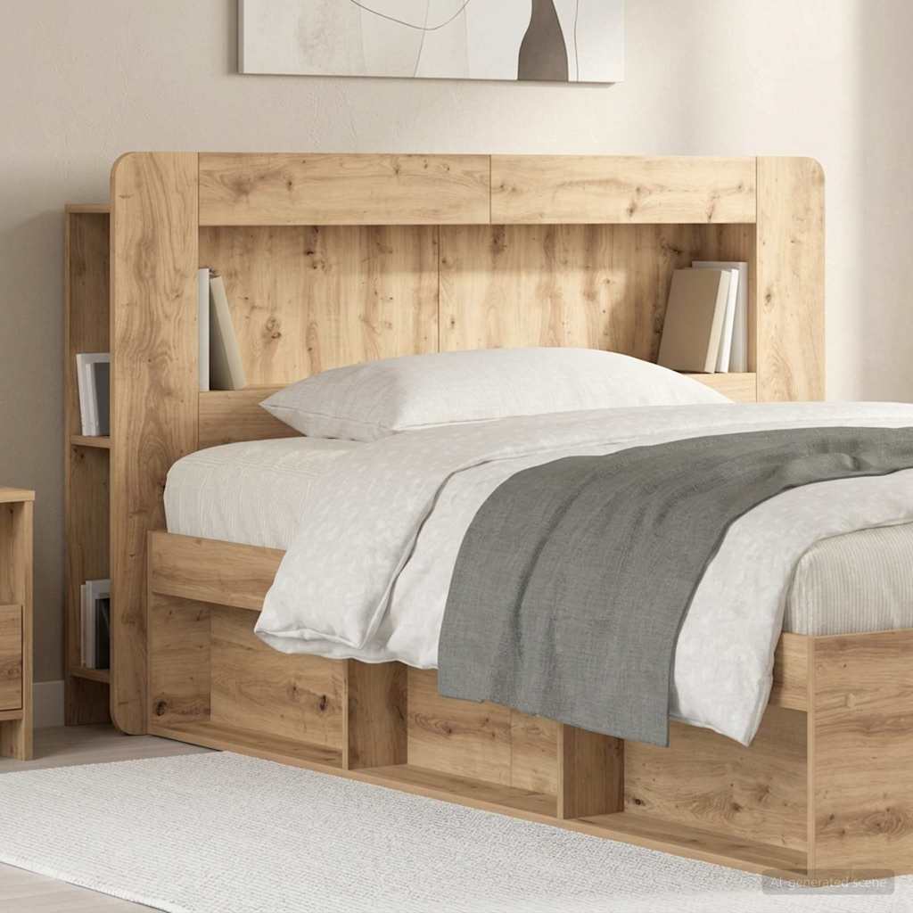 Headboard Cabinet Artisan Oak 160 Cm Engineered Wood