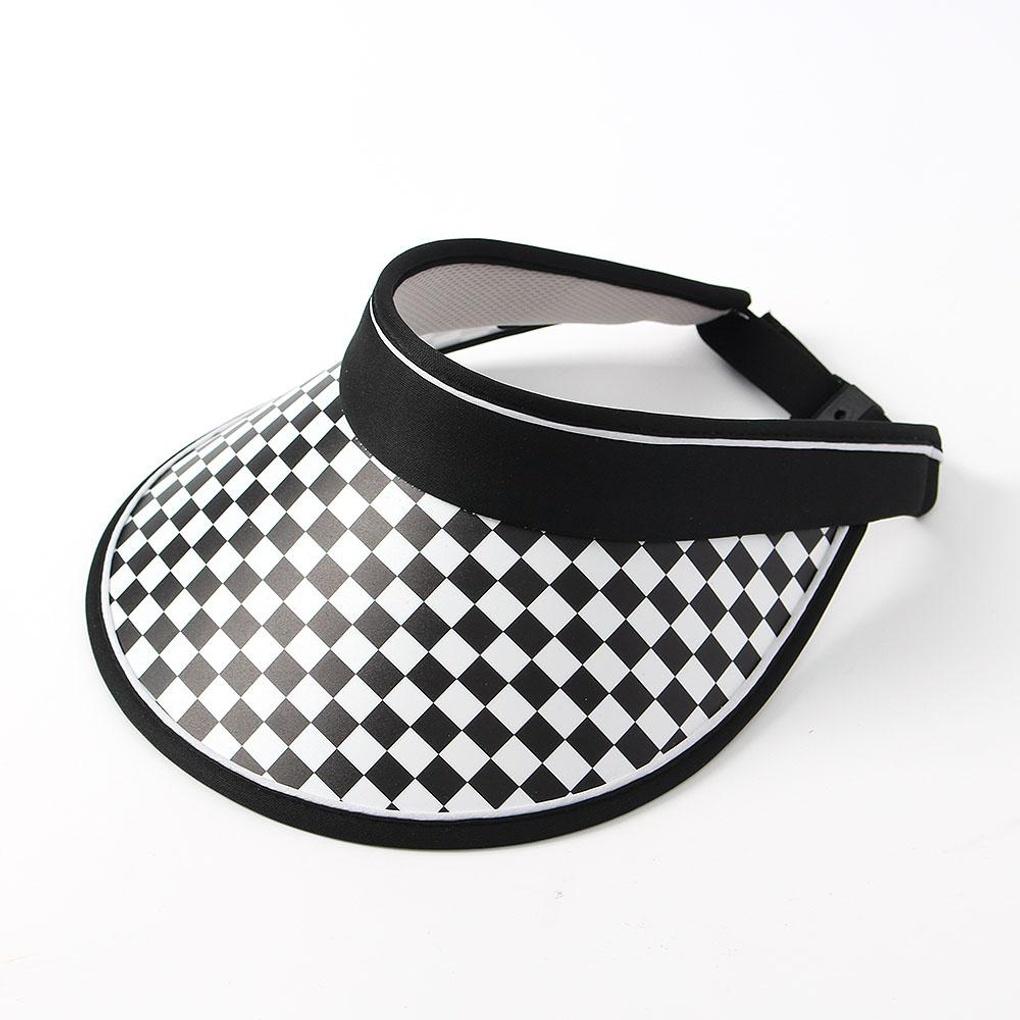 Checkered Sun Cap (Black) UV Protection Summer Hat