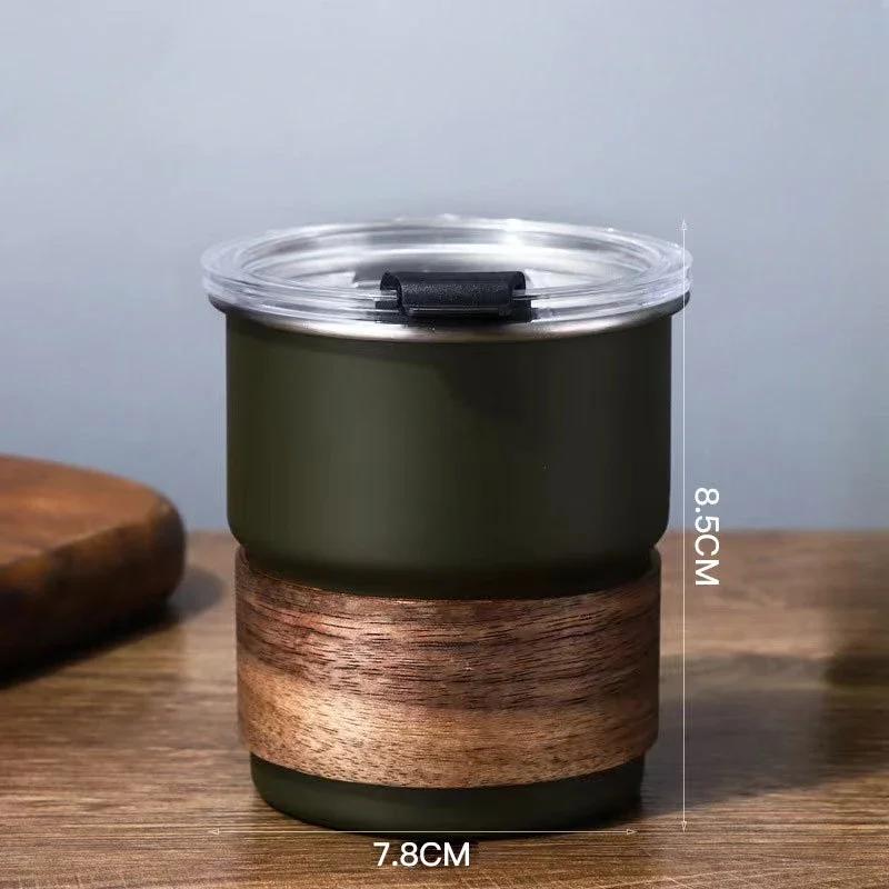 

Новая кофейная кружка из нержавеющей стали 304 с крышкой, пивная кружка для кемпинга, ресторана, с загустителем, с крышкой, кружки, не дающие ожогам 300ml армия зеленый