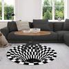 3D Round Carpets for Living Room Simple Black&White 3D Stereo Vision Carpet Area Rugs Geometric Anti-Skid Home Bedroom Floor Mat