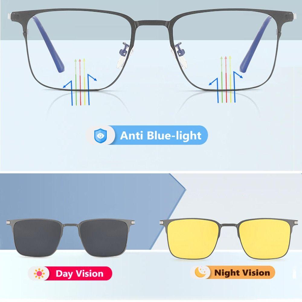 

Computer Glasses with Magnet Clip On Sunglasses Anti Blue Light Glasses Polarized 3 In 1 Glasses