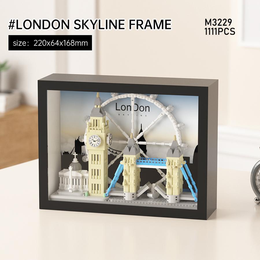 Ungiftige Weltberühmte Gebäude New York London Paare Dubai Stadtbild Bausteine DIY Po Rahmen Anhänger Wanddekoration Für Zuhause