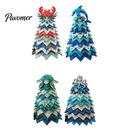 Educational Ocean Crafting Kits 2PCS DIY Quilted Sewing Christmas Tree Kit, Whale+Crab/Turtle+Octopus Marine Theme, Artistic Party Activities for Kids