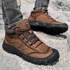 Men's Winter Cowhide Martin Boots with Thick Soles and Plus Velvet Lining for Snow and Outdoor Mountaineering