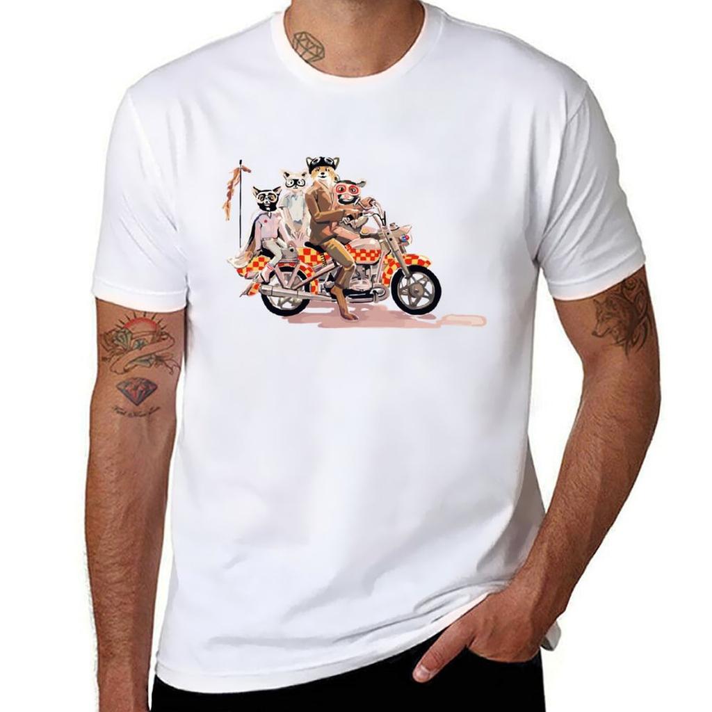 Schönes Andenken fantastische Mr. Fuchs Familie auf einem Motorrad Großartig Für Musikfan T-Shirt Anime Übergröße Oberteile schlichte T-Shirts Herren