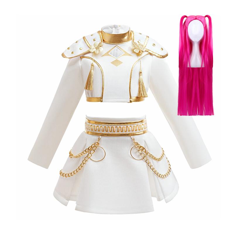 Girls White Gold Cosplay Costume Set