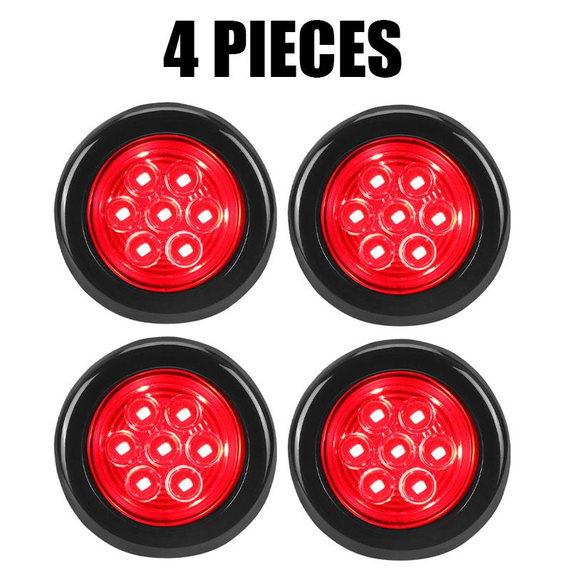 

12 В 2-дюймовый круглый задний фонарь 7 светодиодных боковых габаритных огней для скрытого монтажа сигнальная лампа для автомобиля, грузовика, прицепа, трактора, пикапа, квадроцикла, автобуса, грузовика