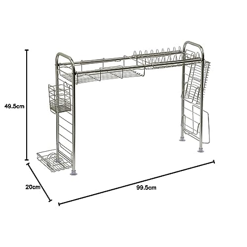 Bestco ND-9122 Stainless Steel Over-the-Sink Extendable Dish Drainer, 7-Piece Set