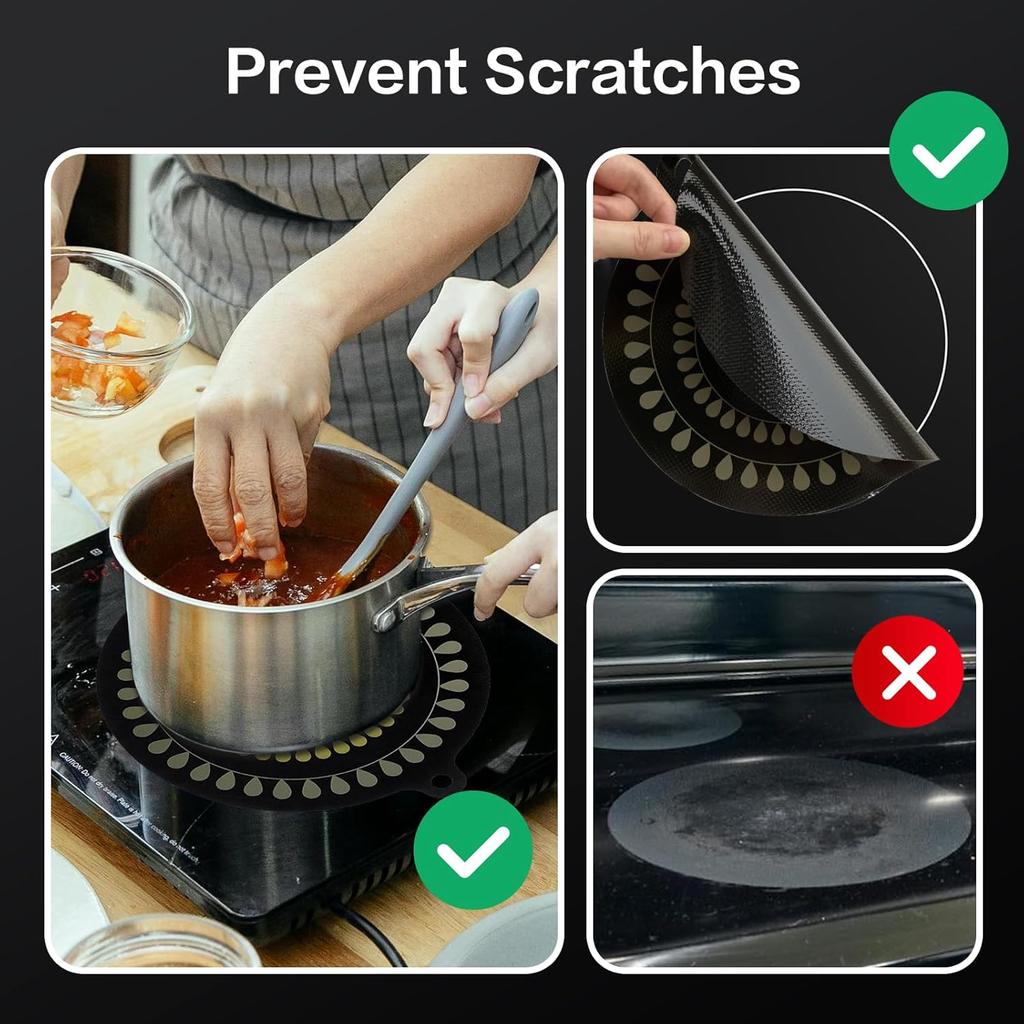 9.5 Inch Thermochromic Silicone Induction Cooktop Protect Mat,2Pcs Induction Cooktop Protective Cover,Non-Slip Pads to Prevent Pots and Pans from