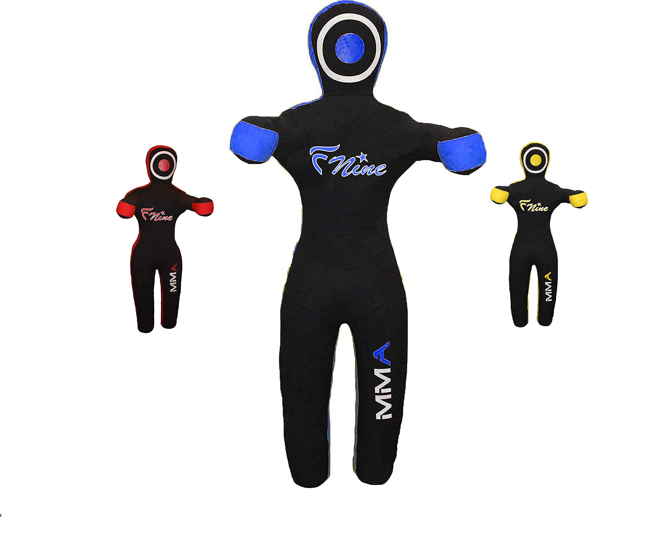 

FNine MMA Martial Arts Dummy for Judo, Wrestling, Brazilian Jiu Jitsu, Submissions, and Throws, Unfilled Canvas Bag (Black/Blue, 70 inches)