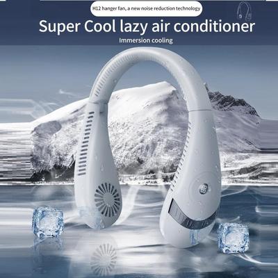Neck Fan Foldable Bladeless Neck Fans LED Display 3 Speeds Adjustable Portable Summer Air Cooling Bladeless Fan Hanging Neck Fan 5000mAh
