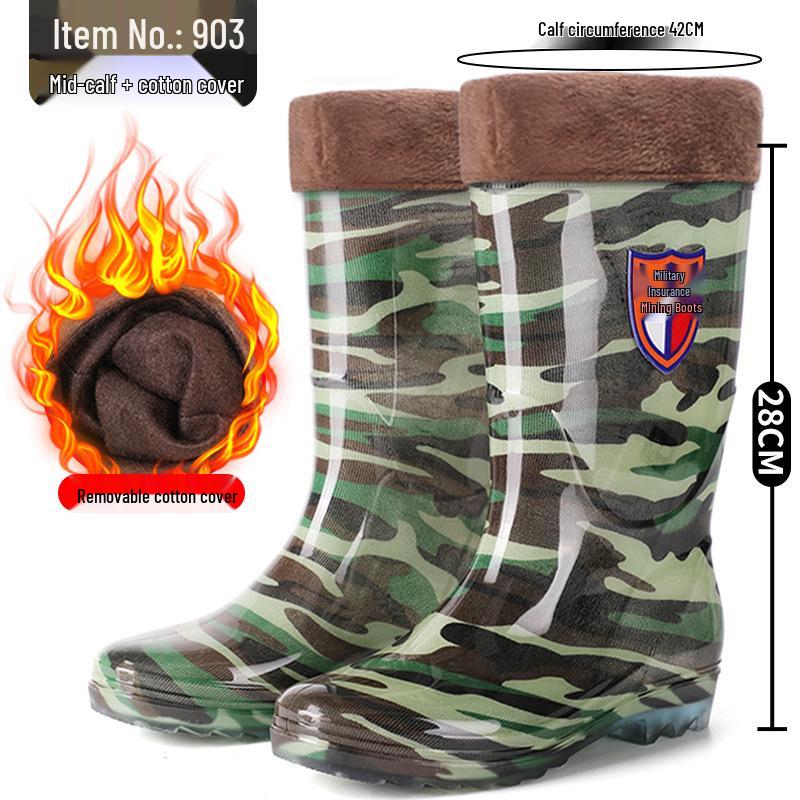 Men's Military Protection Non-Slip High-Top Water & Rain Rubber Shoes