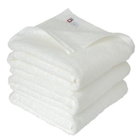 Oruta Imabari Towel Bath 3-Piece Set Thin Quick-Dry Made Japan Natural 65x120cm Cotton 100 White