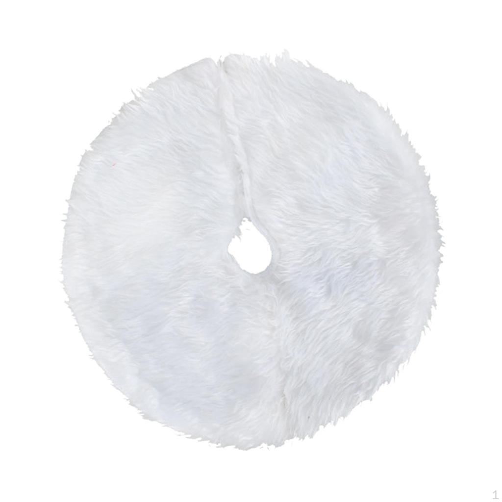 Mini Plush Christmas Tree Skirt 15 Inch Ornament for Living Room Indoor Home Silver Snowflakes
