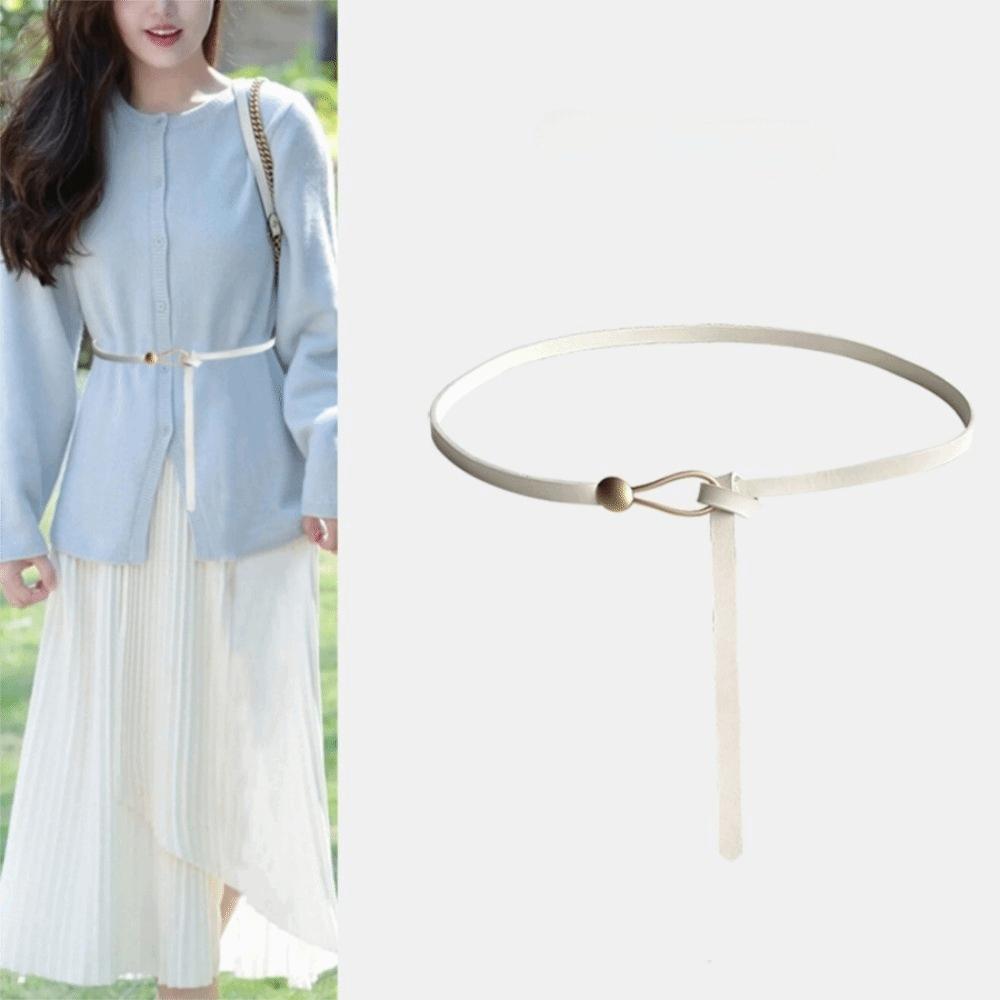 Solid Color Knotted Belt PU Leather Dress Belt New Waist Chain  for Jeans