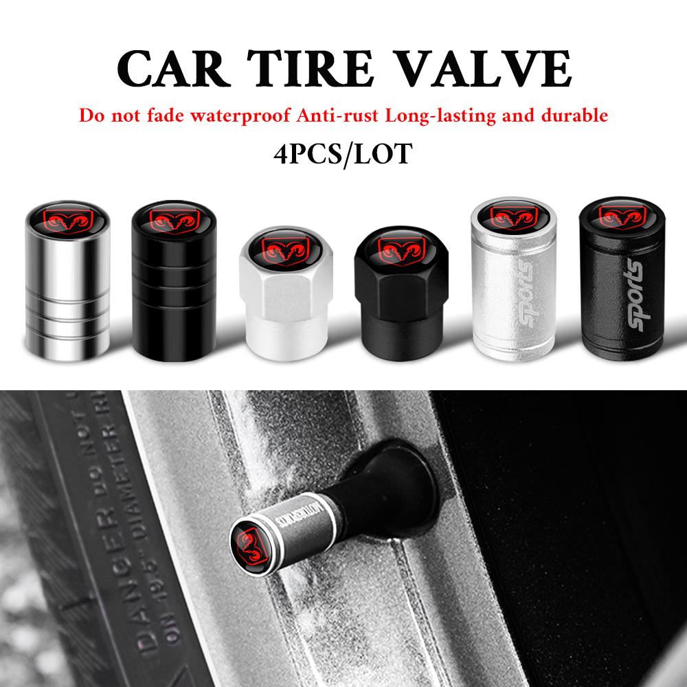 4Pcs Car Styling Wheel Tire Valve Cap Stem Cover Auto Accessories For Dodge Durango Charger Challenger Avenger Nitro Journey Ram U333