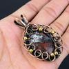 Crazy Lace Agate Gemstone Pure Copper Wire Wrapped Handmade Jewelry Pendant For Her