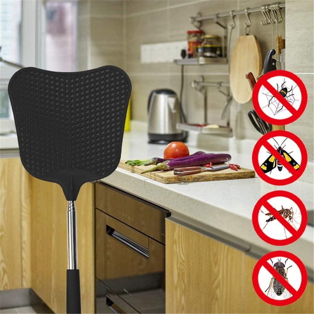1 zufällige Farbe ausziehbarer Fliegenklatsche mit einziehbarem Griff, leichte teleskopische Klatsche zur Fliegenbekämpfung drinnen und draußen