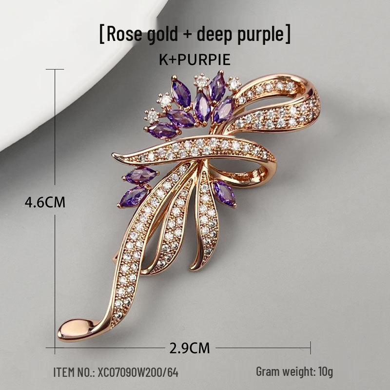 Luxurious Zircon Flower Bow Brooch: Stylish & Versatile Pin