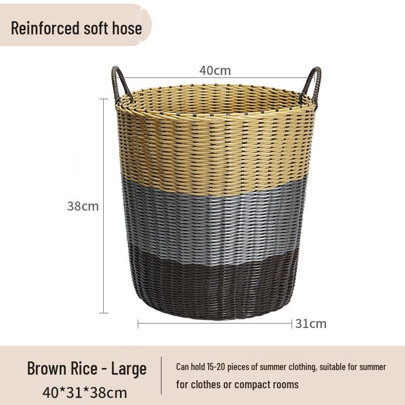 Blue Rattan Woven Laundry Hamper: Multipurpose Basket for Clothes, Toys, and Home Storage