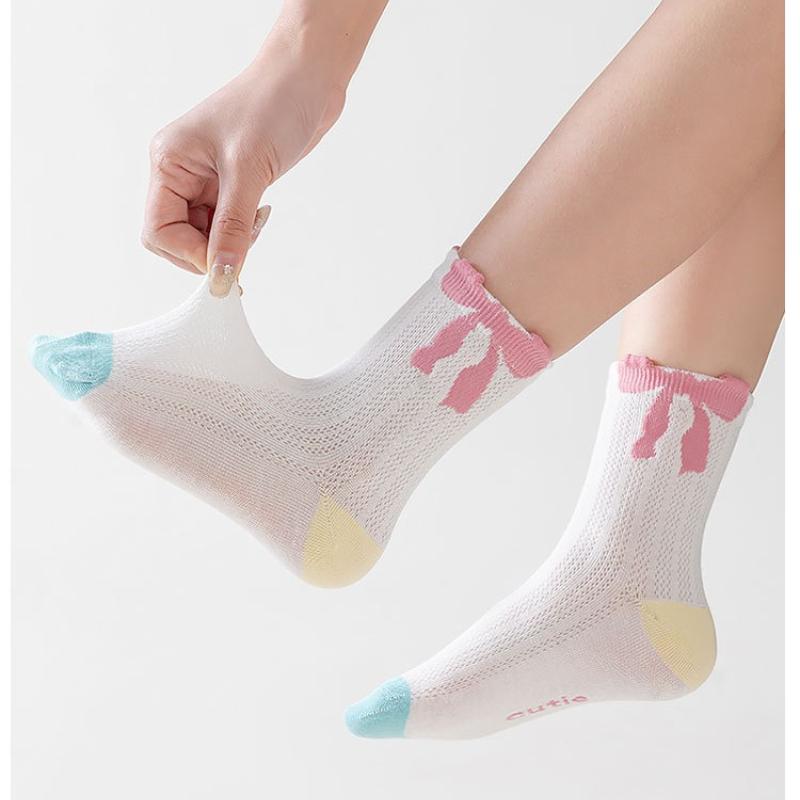 1-15 Years Children 5 Pairs Socks Spring and Summer Thin Mesh Crew Socks