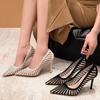 Mode 2025 Frühling und Sommer Neuer Stil Damen Pumps Spitzschuh Slipper Damen Schuhe Mesh Elegant High Heels Schuhe Zapatos De Mujer