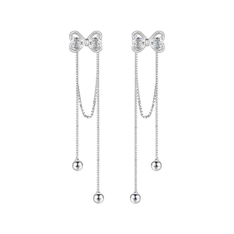 925 Sterling Silver Bow Tassel Earrings: 2023 High-End Exquisite Design for Women, Perfect for a Light Luxury Summer Look.