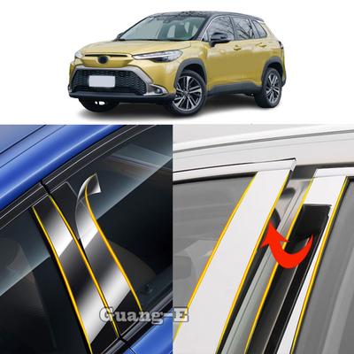 Car TPU/Glossy Mirror Pillar Post Cover For Toyota Corolla Cross Frontlander   2024 Door Window Molding Stickers 10PCS