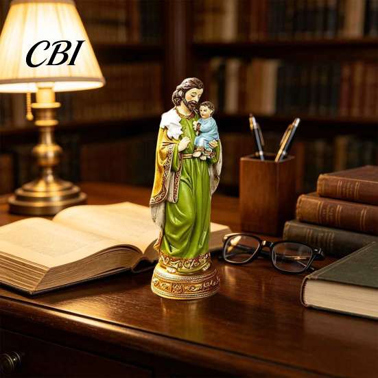 Religious Resin Ornaments Joseph And Child Jesus Figurine, Christian Ornament, Spiritual Home Decoration Collectable Catholic Saint Statue,