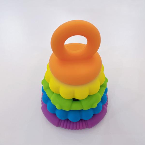 6 Pcs Stacking & Nesting Circle Toy,Soft Building Rings Stacker & Teethers,Early Educational Learning Stacking Tower