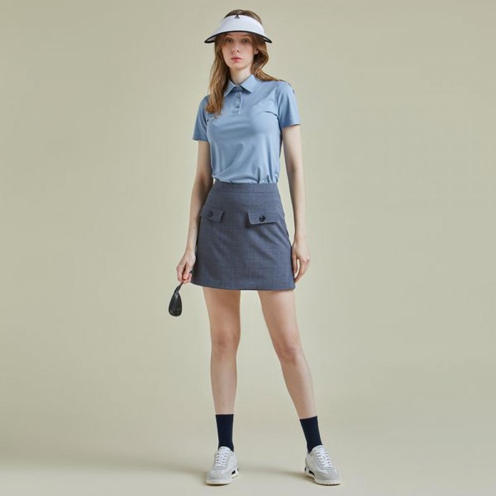 Lambda Women S Glen Check Slim Line Skirt Oxford Blue 26313