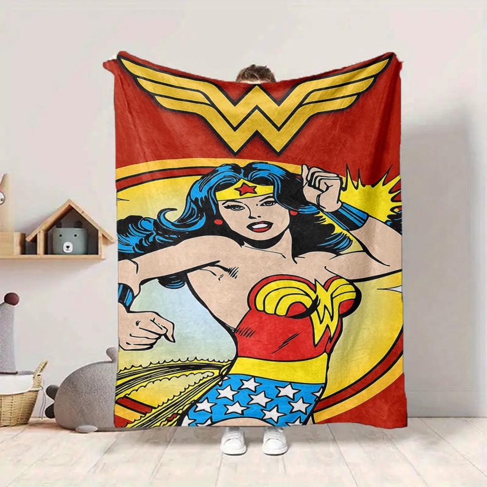 1 stuks Wonder Woman, Superhelden Deken Polyester Vezel, Comfort voor Alle Seizoenen voor Bank, Bed, Kantoor, Auto, Kamperen Ideale Huisdecoratie & Cadeau, Kantoorcomfort